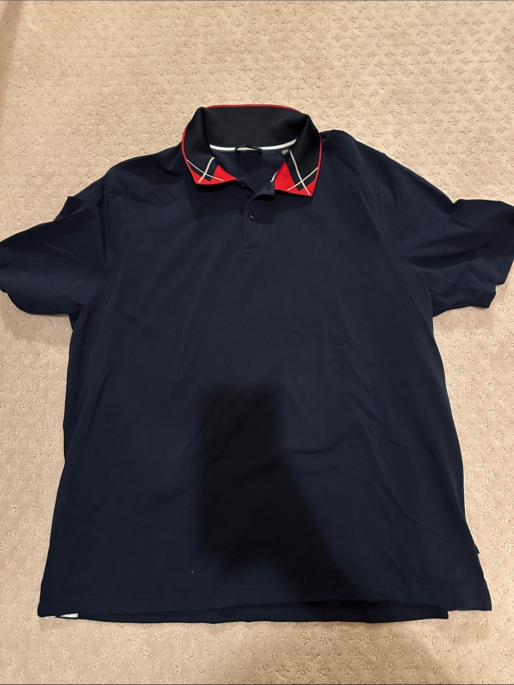 Ted Baker Men's Navy Polo Shirt with Red-Trim Collar Ted Baker Size 7